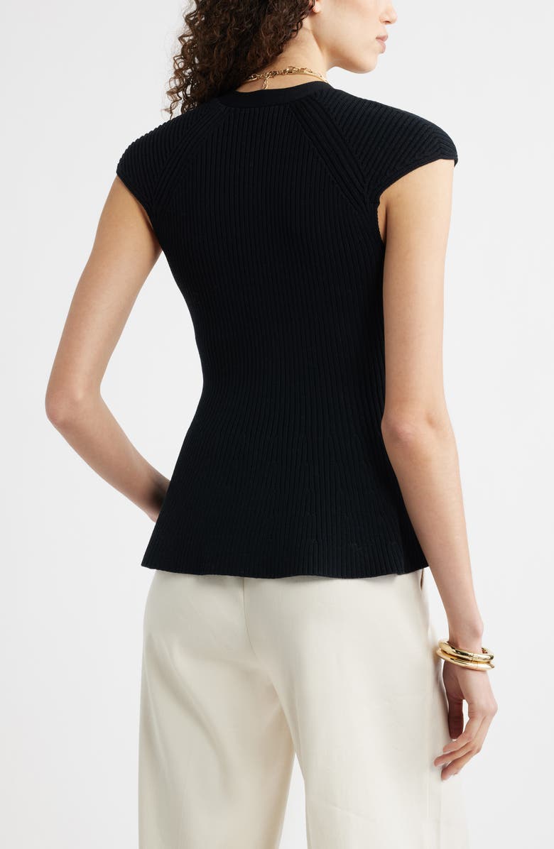Nordstrom Rib Peplum Top, Alternate, color, Black