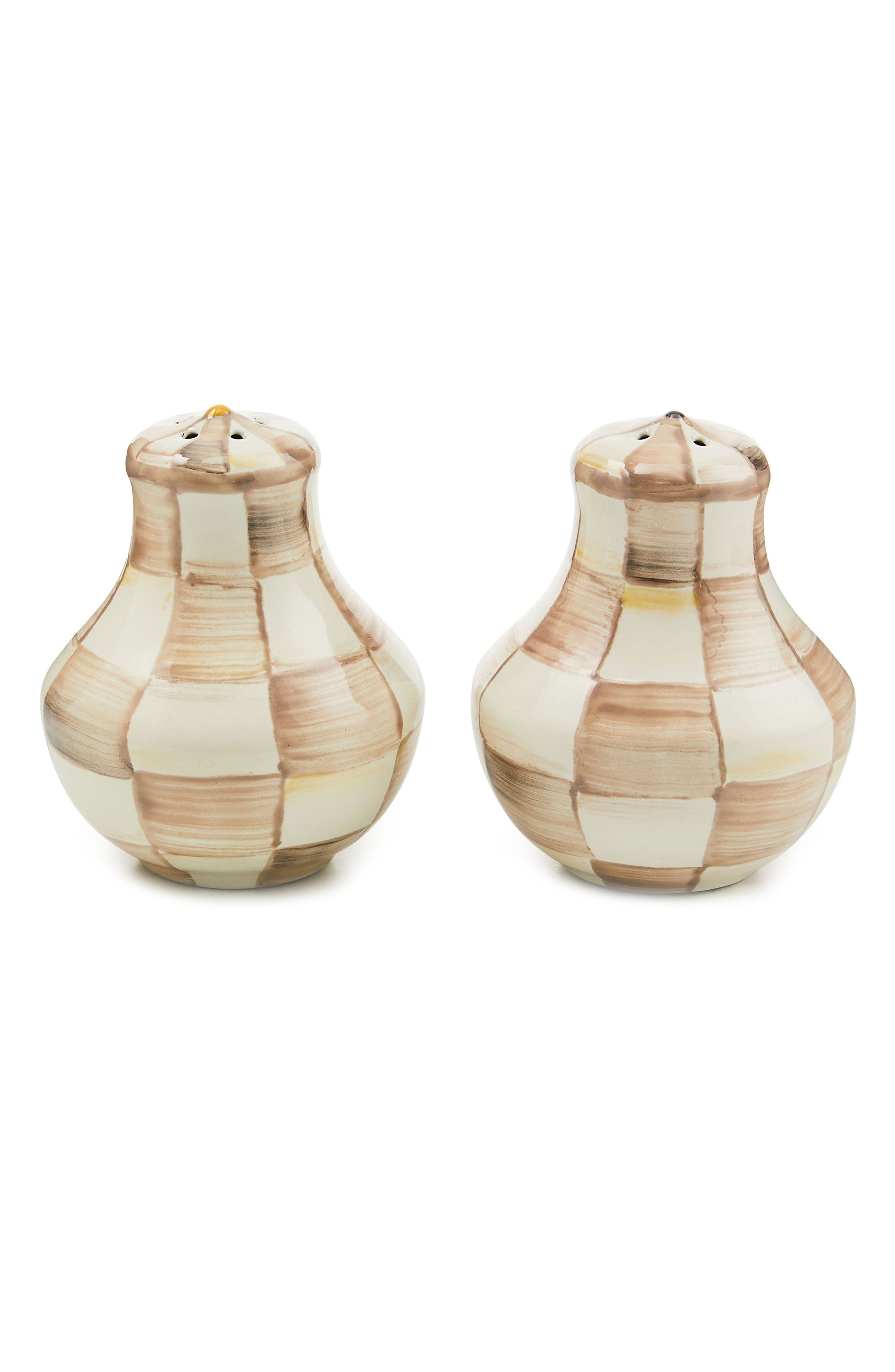 MACKENZIE CHILDS Mocha Check Salt & Pepper Shaker Set - Mocha, One Size