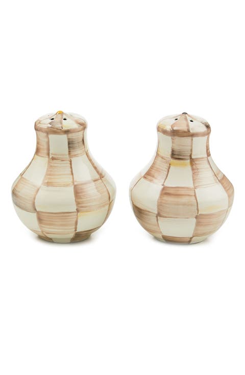 Mocha Check Salt & Pepper Shaker Set