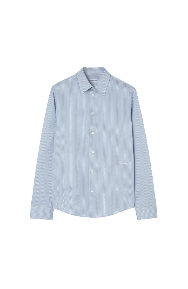 Burberry Slim Fit Striped Cotton Shirt, Alternate, color, Sunbleached Blue