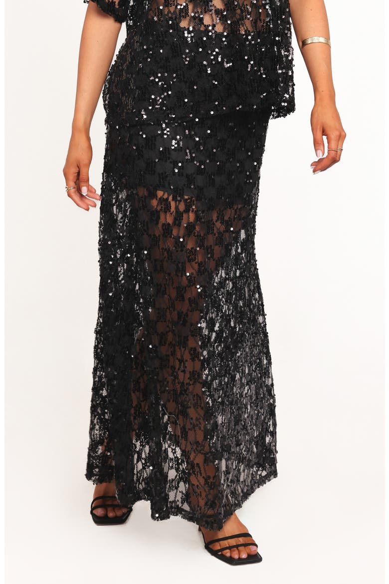 Yonder Sequin Lace Maxi Skirt, Alternate, color, BLACK