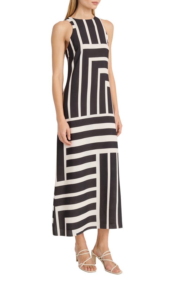 Donna Morgan Stripe Maxi Dress, Alternate, color, Cream/ Black