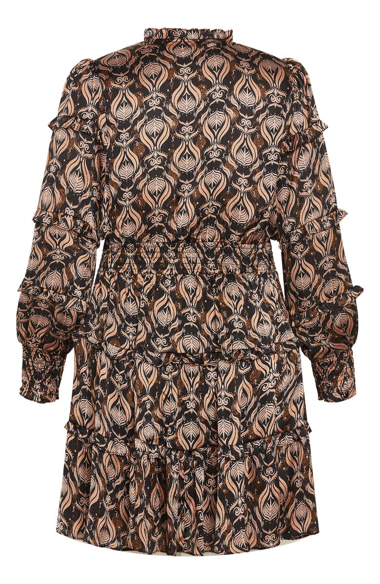 City Chic Mira Ruffle Long Sleeve Dress, Alternate, color, Print