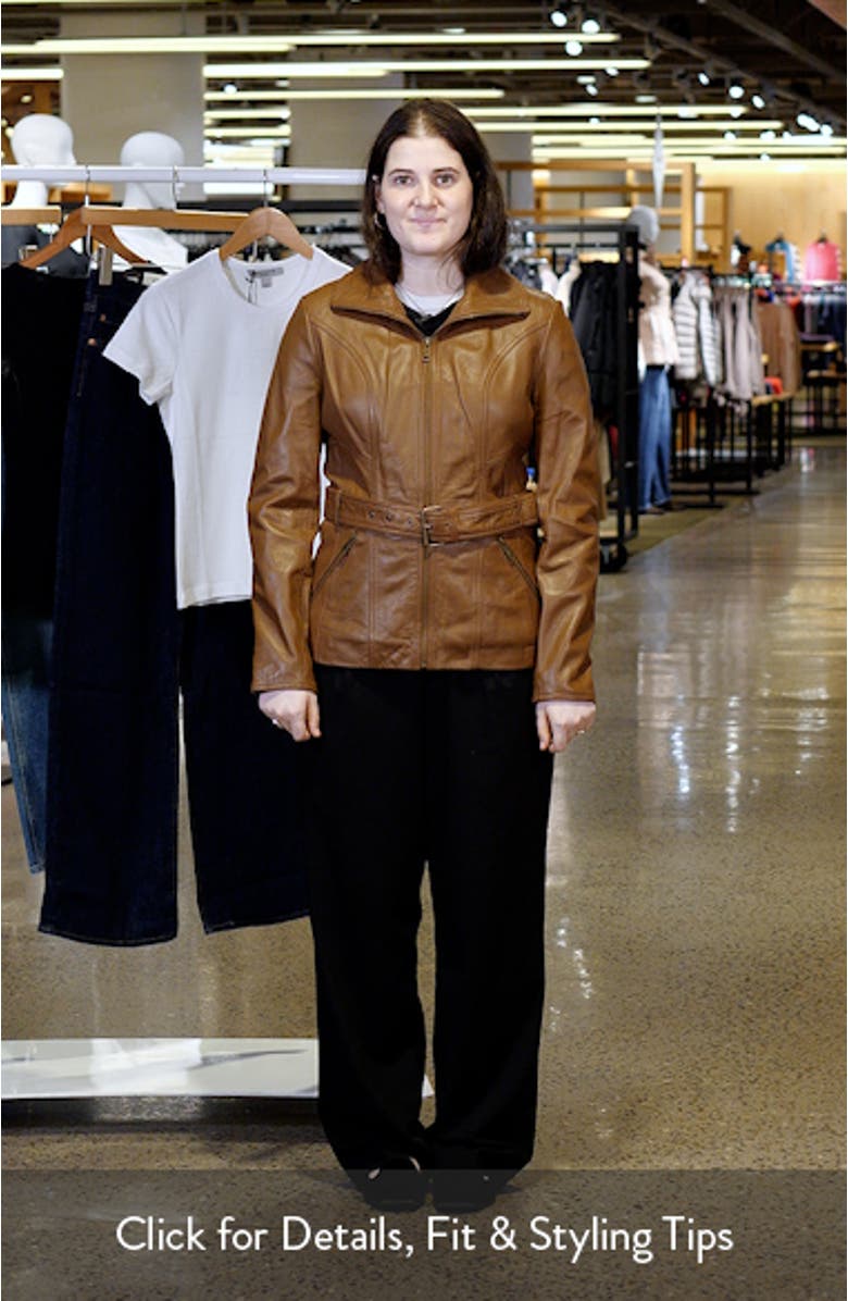 Tatum Belted Leather Jacket, sales video thumbnail
