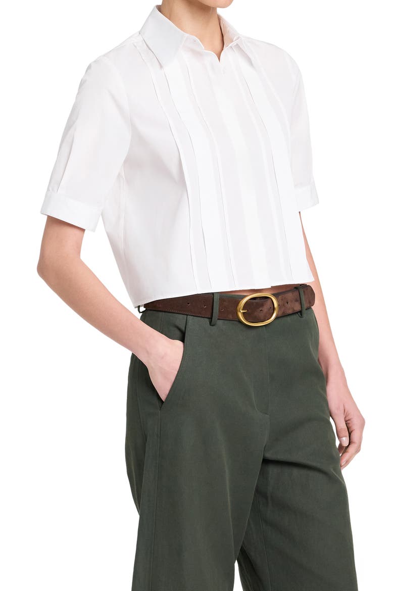 Short Lived Pleated Placket Top, Alternate, color, WHITE