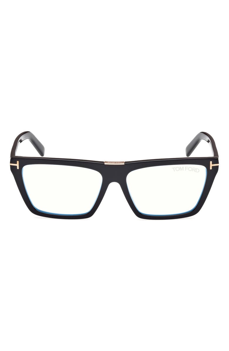 TOM FORD 57mm Square Blue Light Blocking Glasses, Main, color,