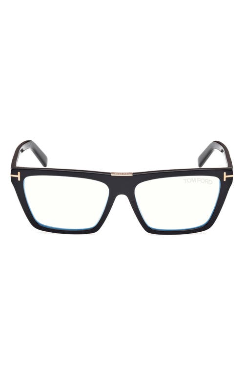Tom Ford 57mm Square Blue Light Blocking Glasses In Black