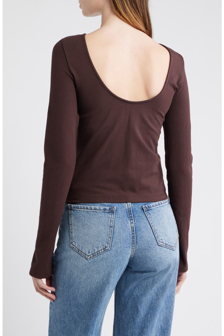 Long Sleeve Scoop Back T-Shirt, Alternate, color, CHOCOLATE RAISIN