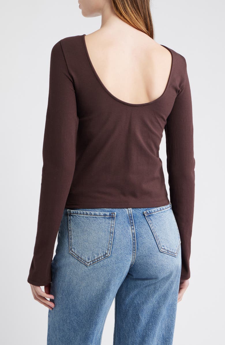 Madewell Long Sleeve Scoop Back T-Shirt, Alternate, color, Chocolate Raisin