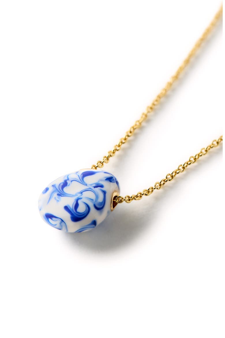 Gold Statement Necklace - Pebble Mini Marble Blue, Alternate, color, Marble Blue/ Gold