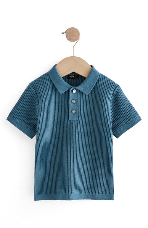 Next Kids' Rib Cotton Polo Sweater In Blue