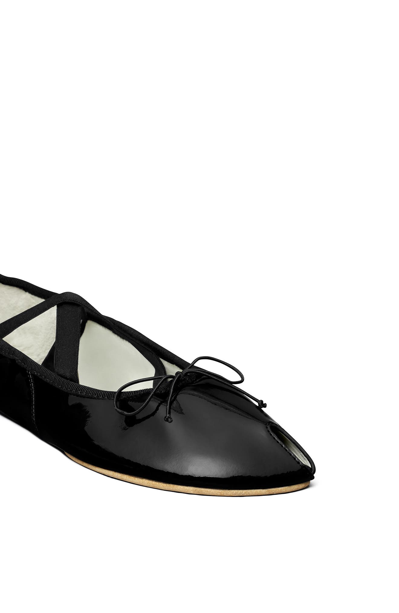 Tory Burch Peep Toe Mary Jane Ballet Flat, Alternate, color, Perfect Black