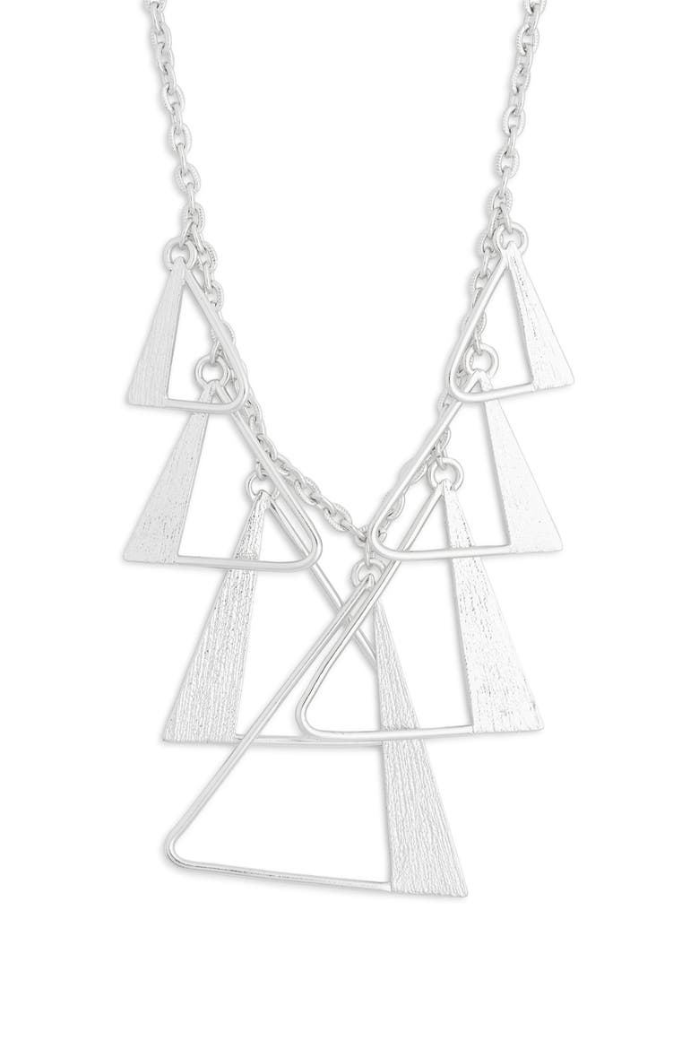 Geometric Triangle Necklace, Main, color, SILVER