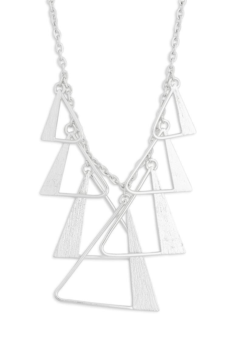 Karine Sultan Geometric Triangle Necklace, Main, color, Silver