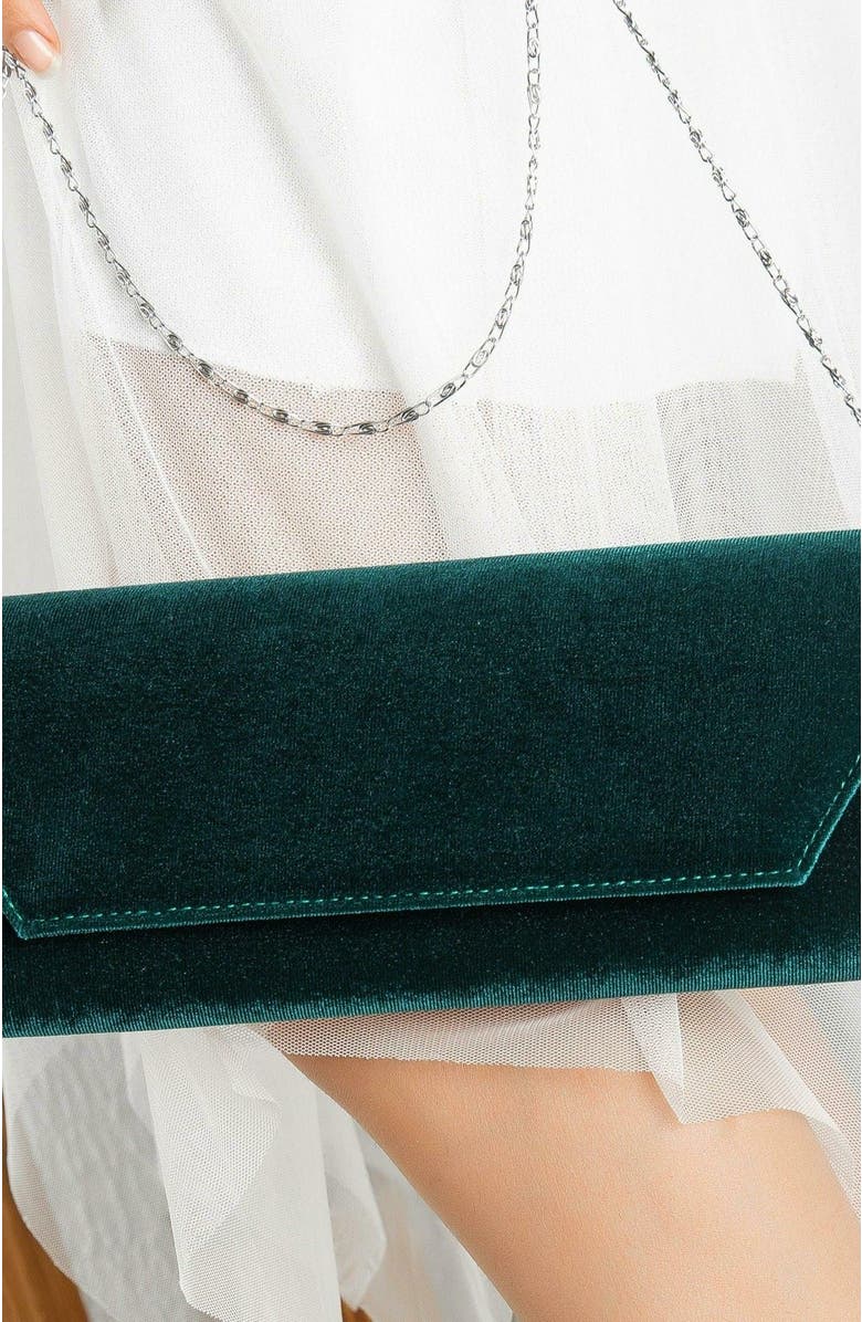 Forever & Always Shoes Scarlett Evening Purse, Alternate, color, Emerald Green Velvet