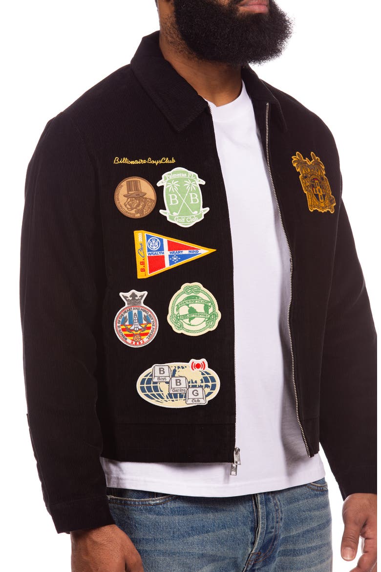 BB Aggie Logo Patch Cotton Corduroy Jacket, Alternate, color, BLACK