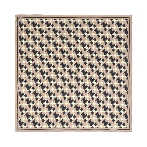 Lost Pattern Nyc "houndstooth Moderne" Silk Bandana Scarf In Neutral