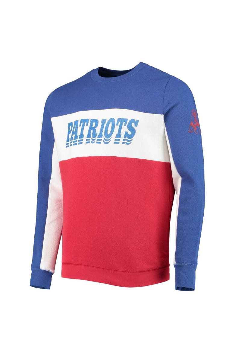 Men's Junk Food Royal/Red New England Patriots Color Block Pullover Sweatshirt, Alternate, color, Royal