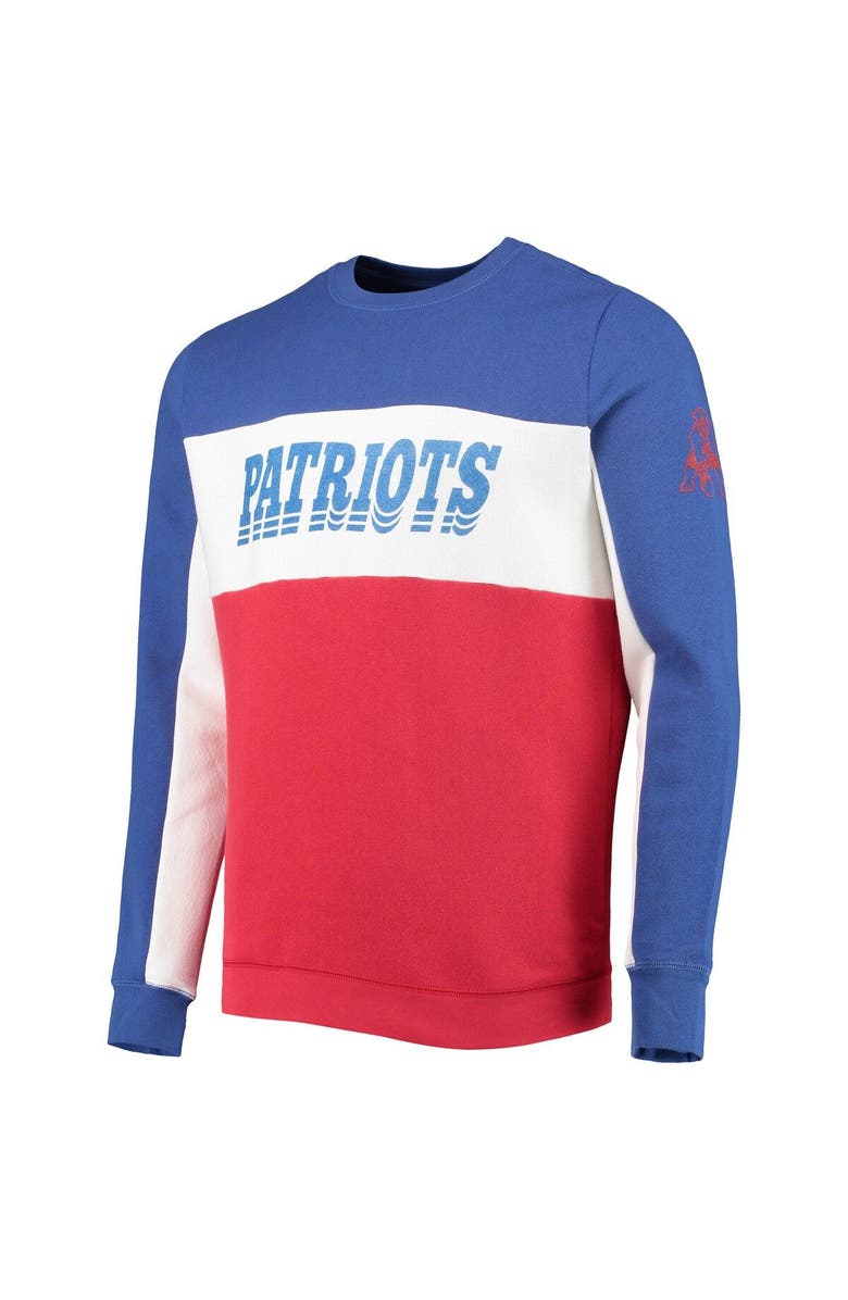 Junk Food Men's Junk Food Royal/Red New England Patriots Color Block Pullover Sweatshirt, Alternate, color,