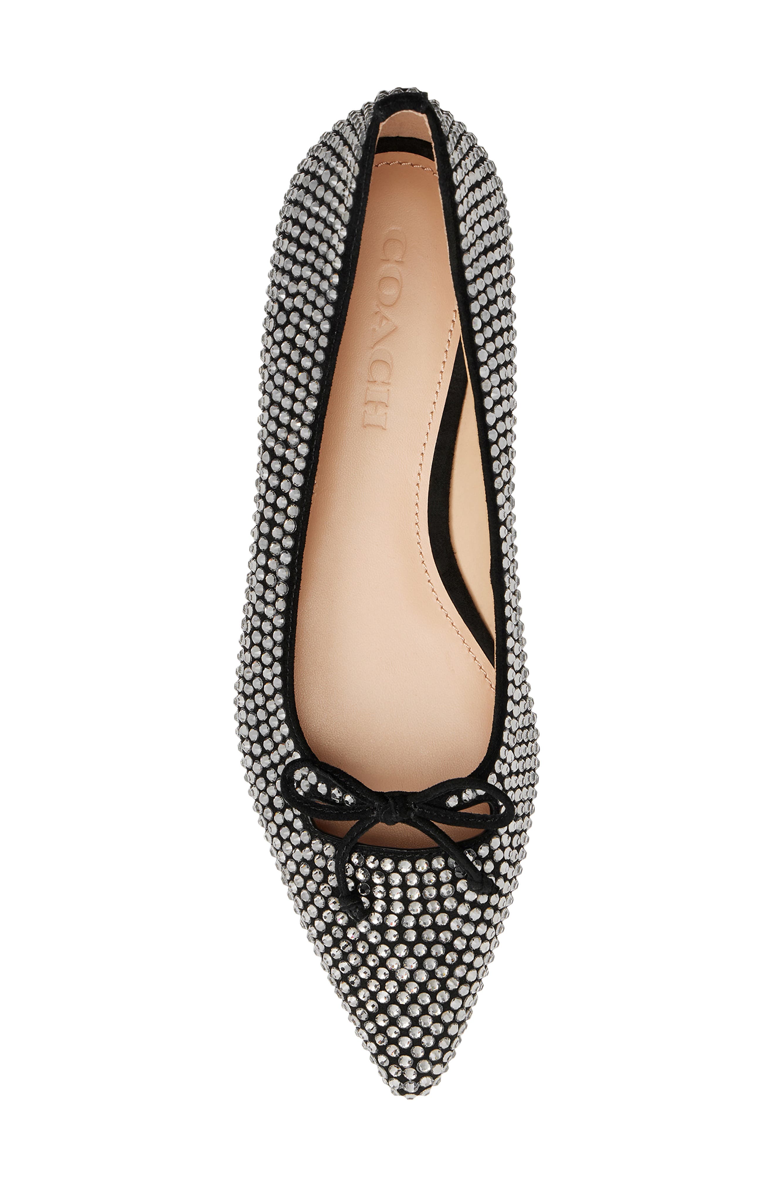 COACH Crystal Pointed Toe Flat, Alternate, color, Black