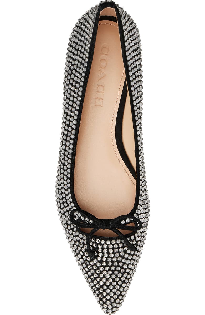 COACH Crystal Pointed Toe Flat, Alternate, color, Black