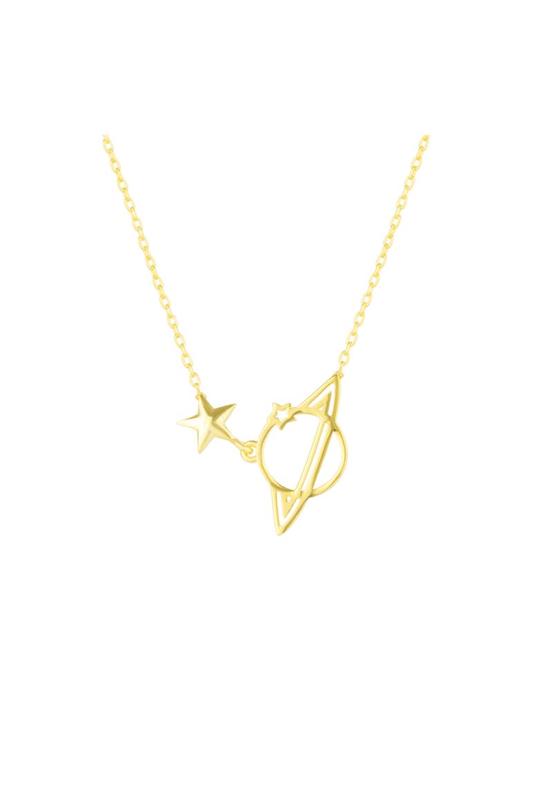 Sterling Silver Saturn Necklace, Main, color, Gold