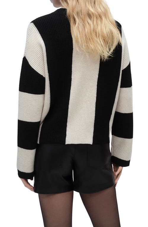 Mango Pitera Stripe Crewneck Sweater In Black