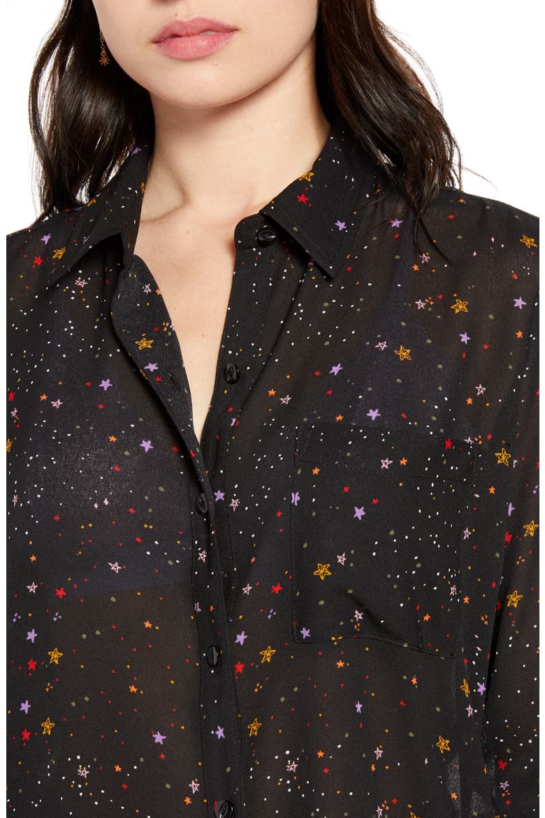 x Claudia Sulewski Gathered Back Shirt, Alternate, color, BLACK STARS