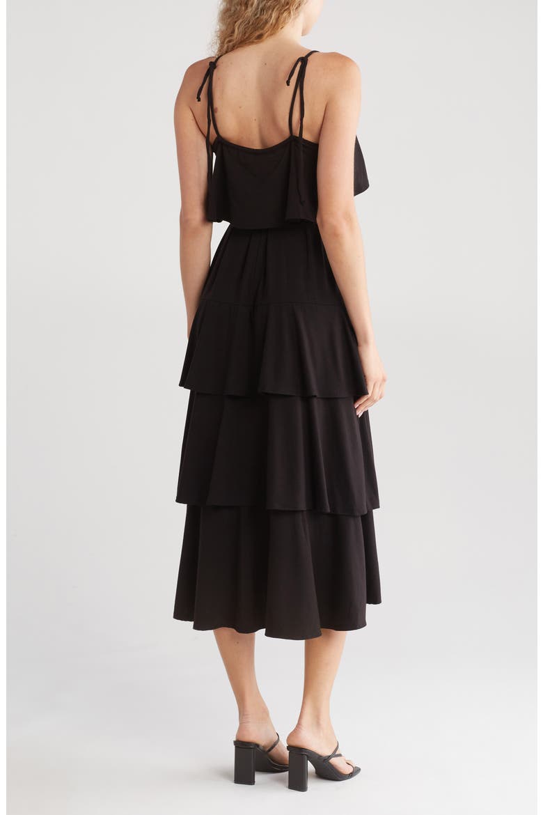 Ruffle Tiered Midi Slipdress, Alternate, color, BLACK