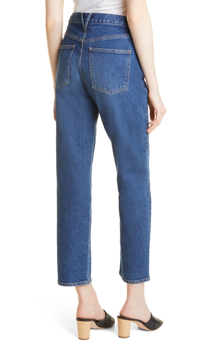 Veronica Beard Ryleigh High Waist Slim Straight Leg Jeans, Alternate, color, Bright Blue