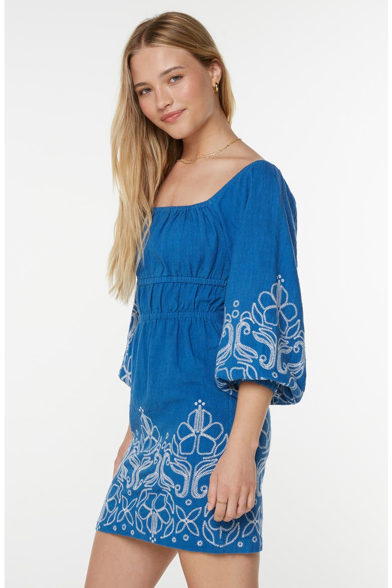 Under the Palms Embroidered Minidress, Alternate, color, STAR SAPPHIRE EMBROIDERED