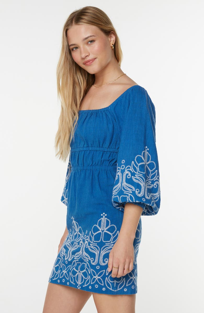 Roxy Under the Palms Embroidered Minidress, Alternate, color, Star Sapphire Embroidered