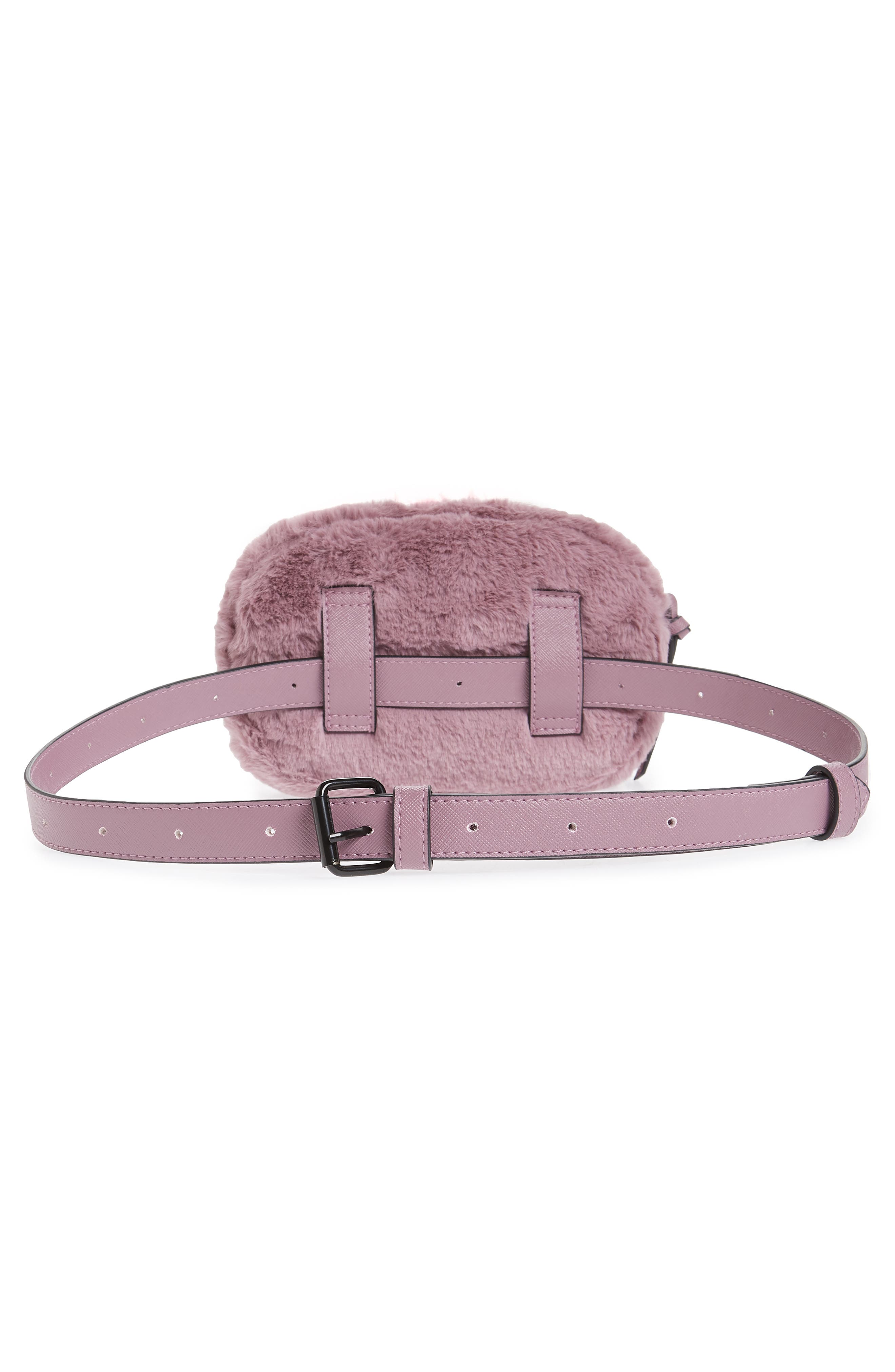 Faux Fur Belt Bag, Alternate, color, LILAC