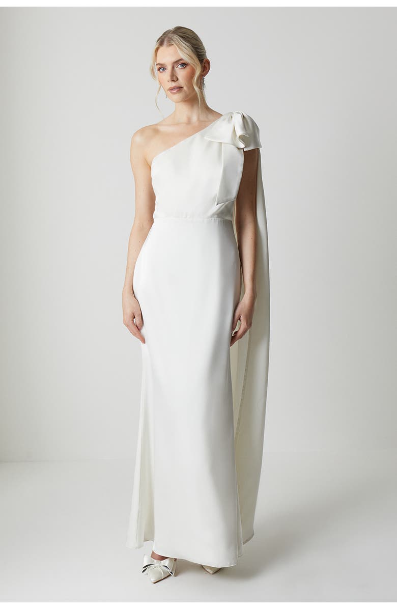 Coast One Shoulder Satin Wedding Dress, Main, color, Ivory