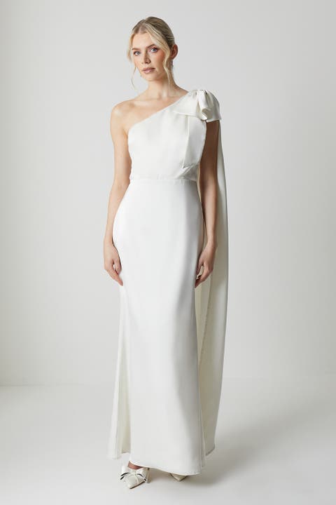 One Shoulder Satin Wedding Dress