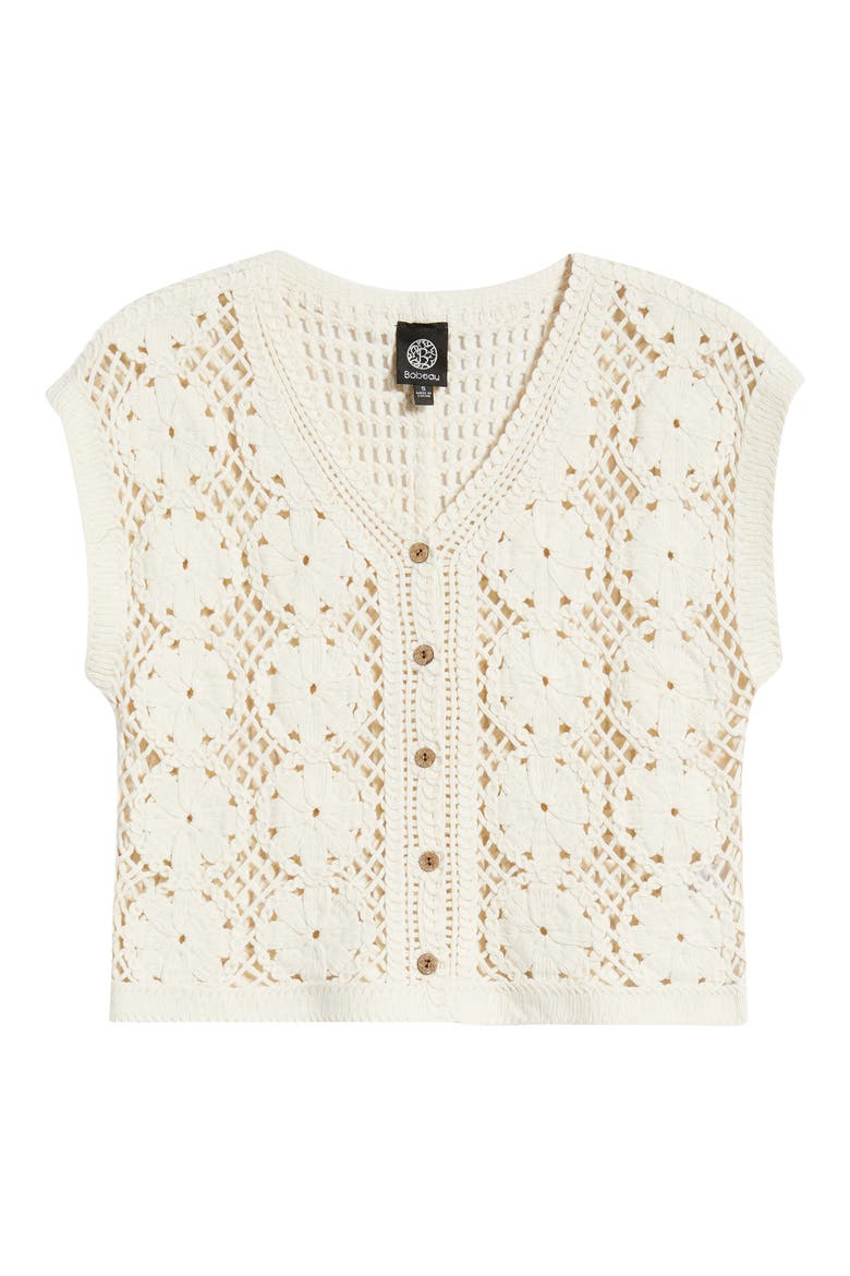 Floral Open Stitch Cotton Blend Sweater, Alternate, color, LIGHT OATMEAL
