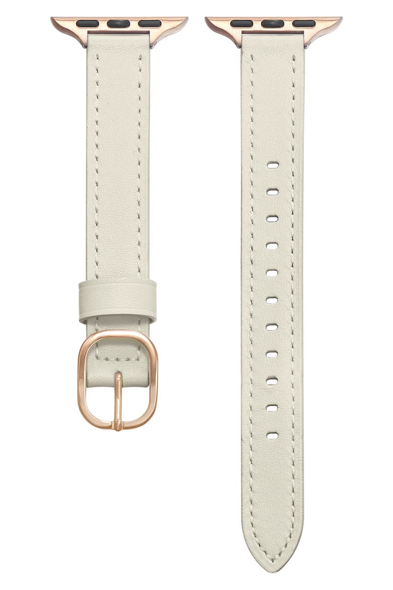 Carmen Skinny Leather Apple Watch® Watchband, Main, color, WHITE