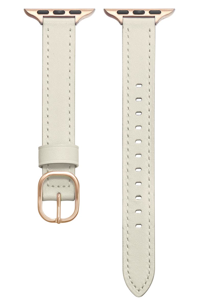 The Posh Tech Carmen Skinny Leather Apple Watch<sup>®</sup> Watchband, Main, color, White