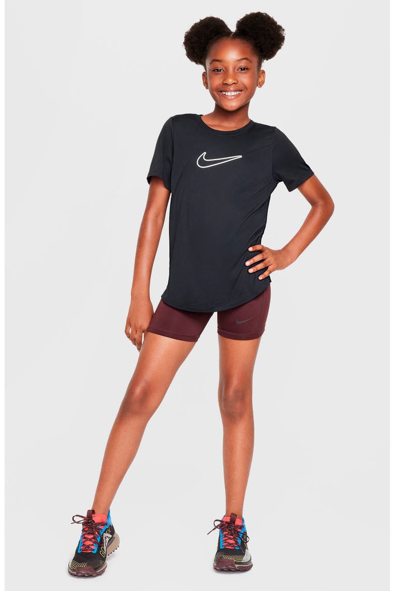 Kids' Swoosh Graphic T-Shirt, Alternate, color, BLACK/ WHITE