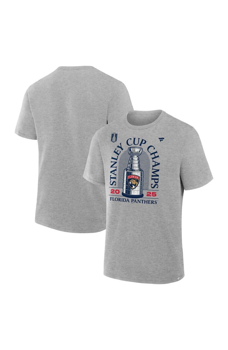 FANATICS Men's Fanatics Heather Gray Florida Panthers 2025 Stanley Cup Champions Locker Room Big & Tall T-Shirt, Main, color, 