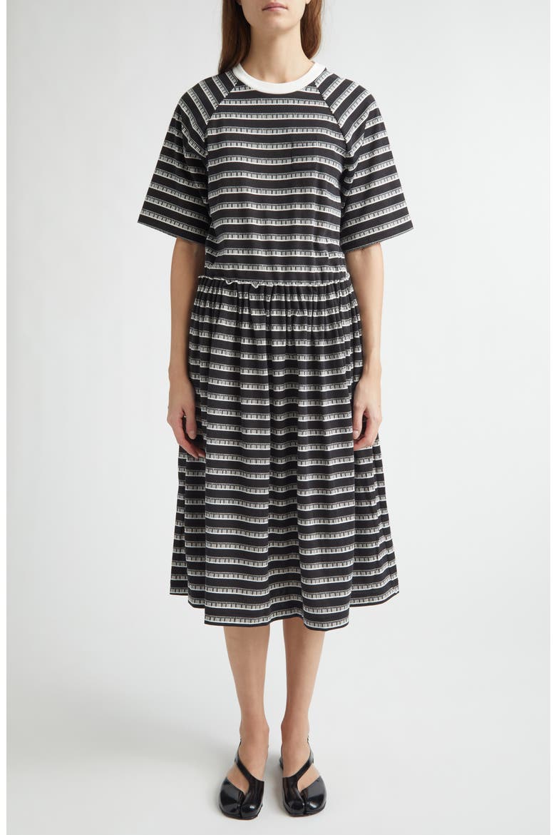 Print Mock Two-Piece Dress, Main, color, BLACK BORDER