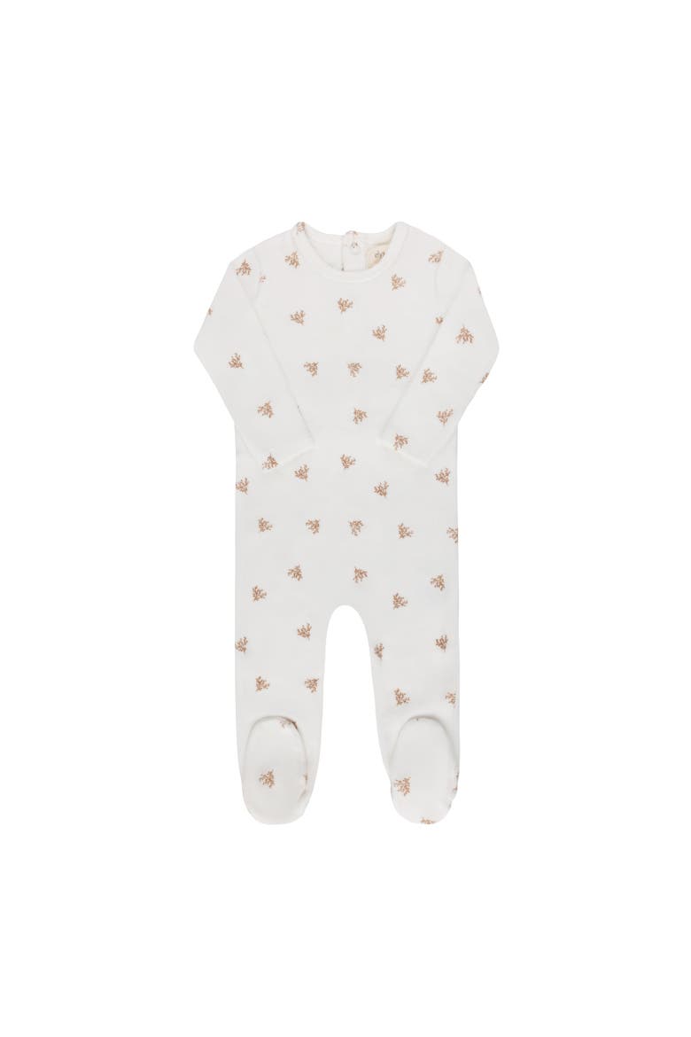 Velour Leaf Pattern Collection - Footie, Main, color, Ivory/Boy