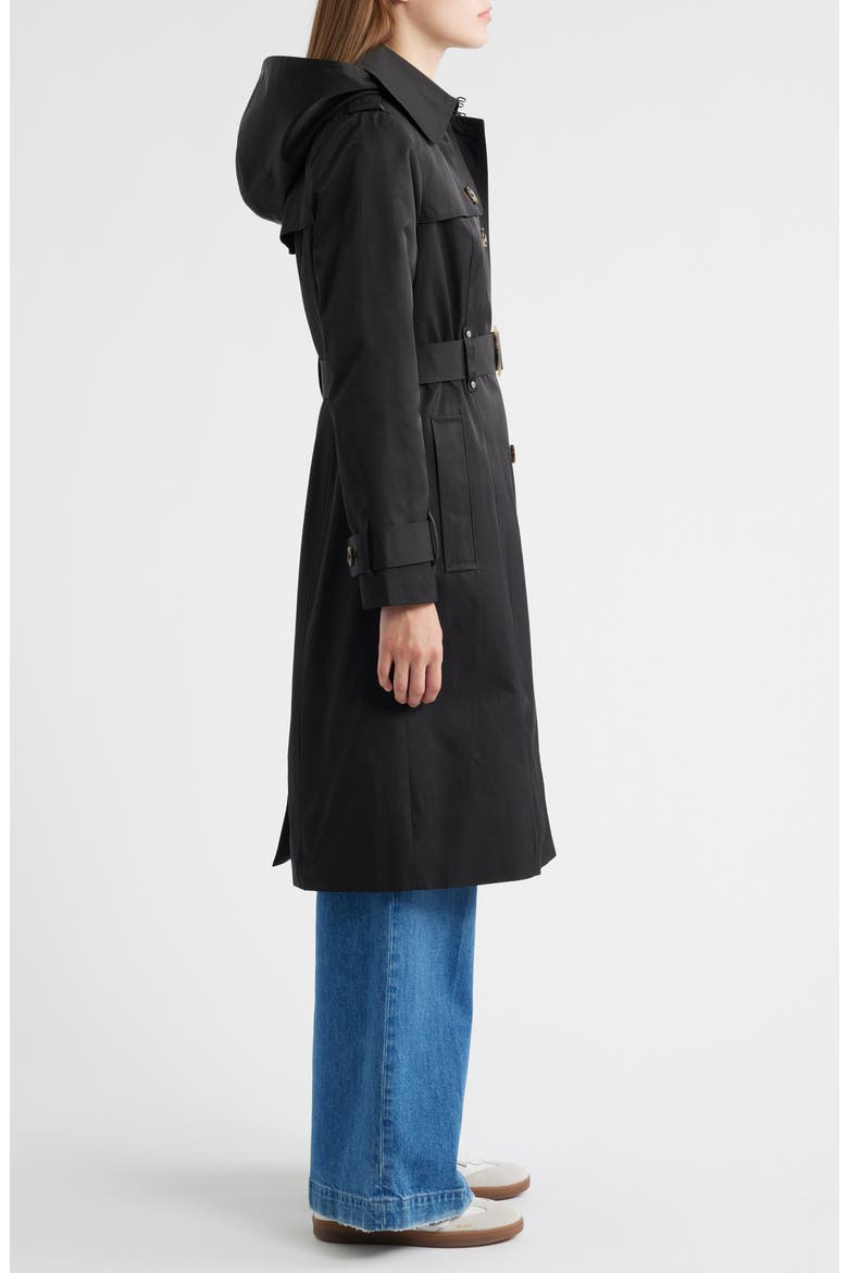 Double Breasted Trench Raincoat, Alternate, color, BLACK