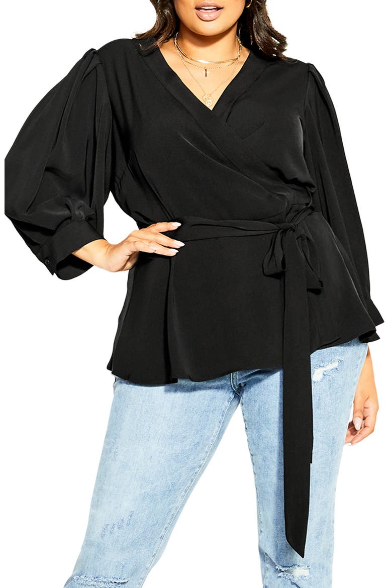 Sultry Wrap Top, Main, color, BLACK