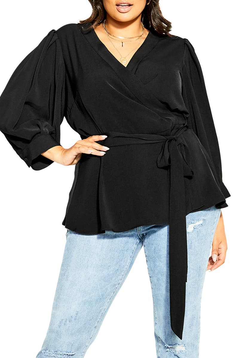 City Chic Sultry Wrap Top, Main, color, 