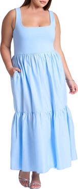 ELOQUII Mixed Fabric Tank Dress