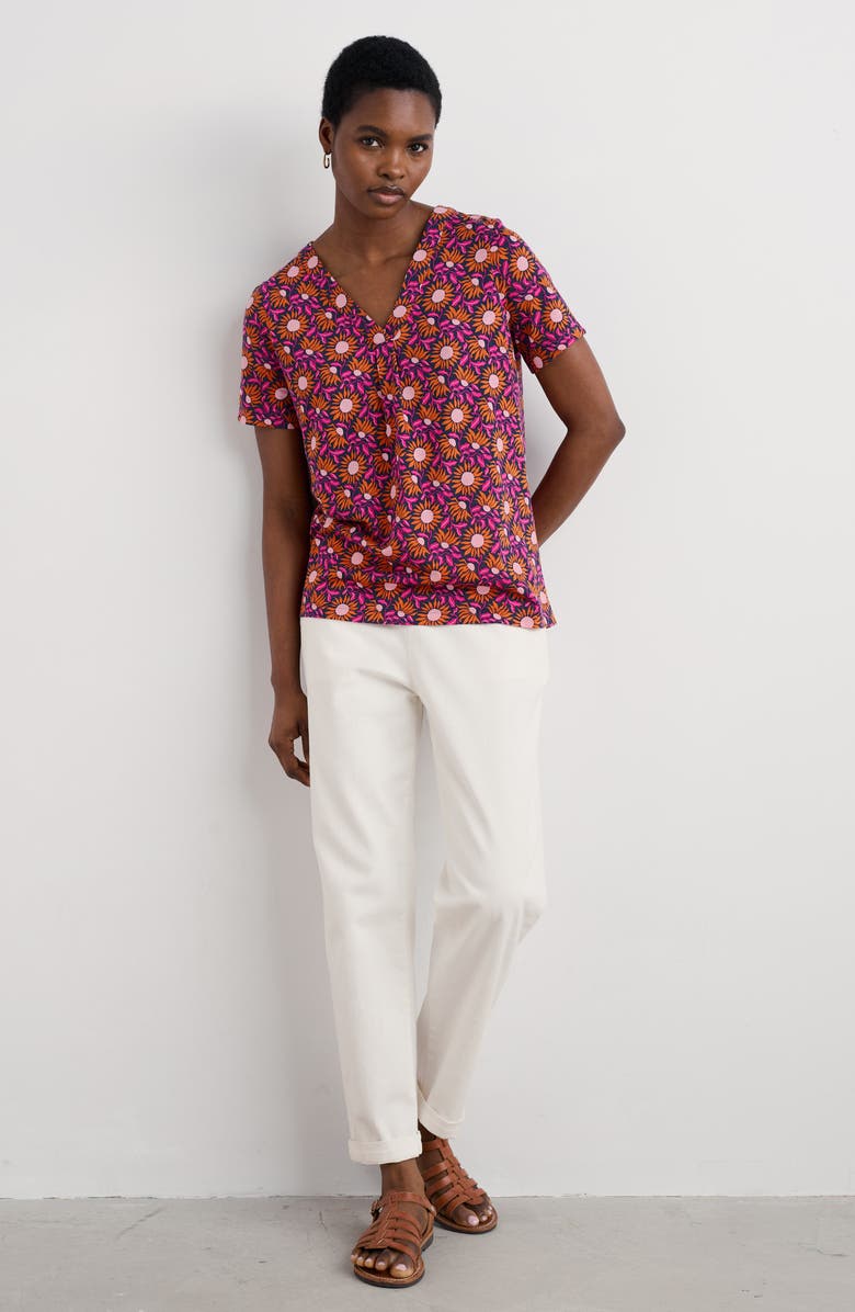 Seasalt Cornwall Barnoon Print Short Sleeve Shirt, Alternate, color, Bold Sunflower Maritime