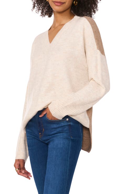 Contrast High-Low Sweater (Regular & Petite)