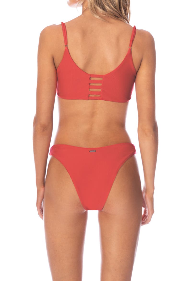 Red Camelia Splendour High Cut Reversible Bikini Bottoms, Alternate, color, RED