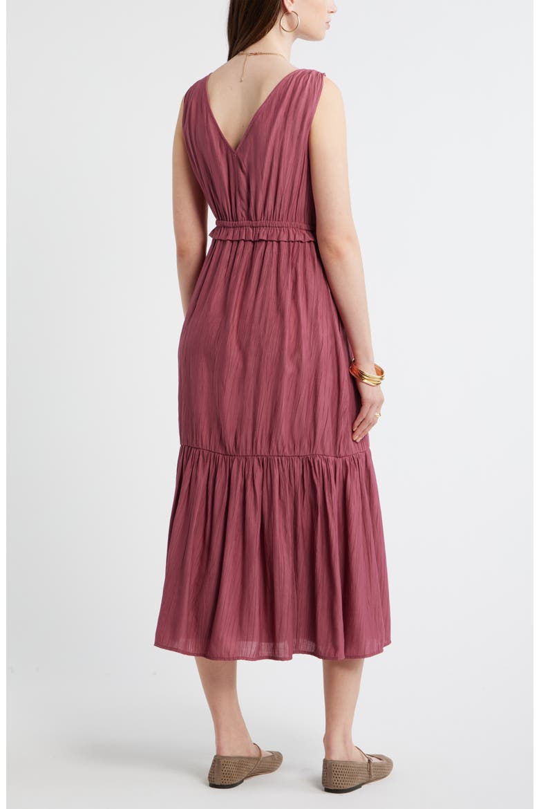 Faux Wrap Tiered Midi Dress, Alternate, color, BURGUNDY MAROON